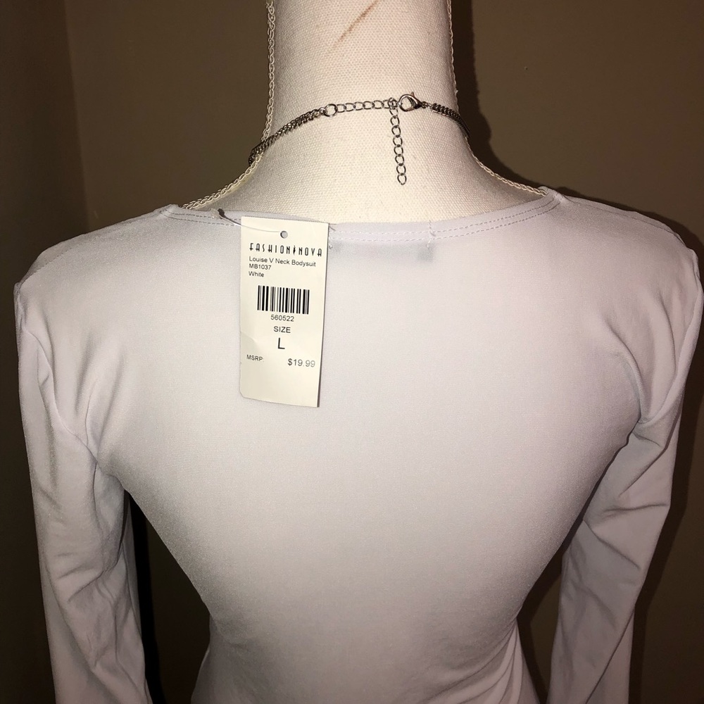 White V Neck Bodysuit - Picture 7 of 8